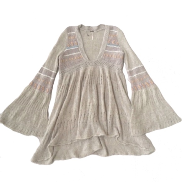 Free People Mohair blend Sweater dress BOHO sleeve - Picture 1 of 8